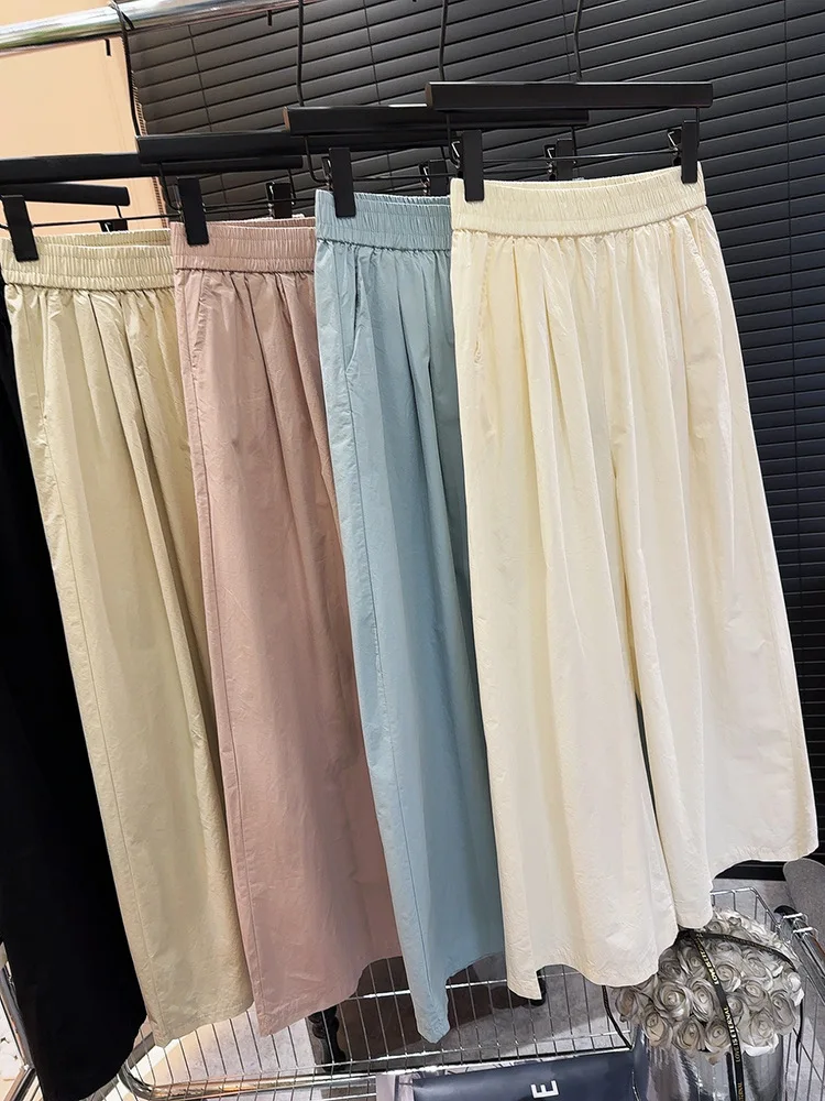 Pantalon à jambes larges pour femmes, streetwear, long, décontracté, couleur unie, taille élastique, poche droite fjLadies, XXS/2 XS/4 S/6 M/8 L/10