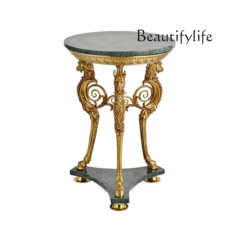 French retro luxury villa living room entrance marble countertop all copper dragon horse edge few corners