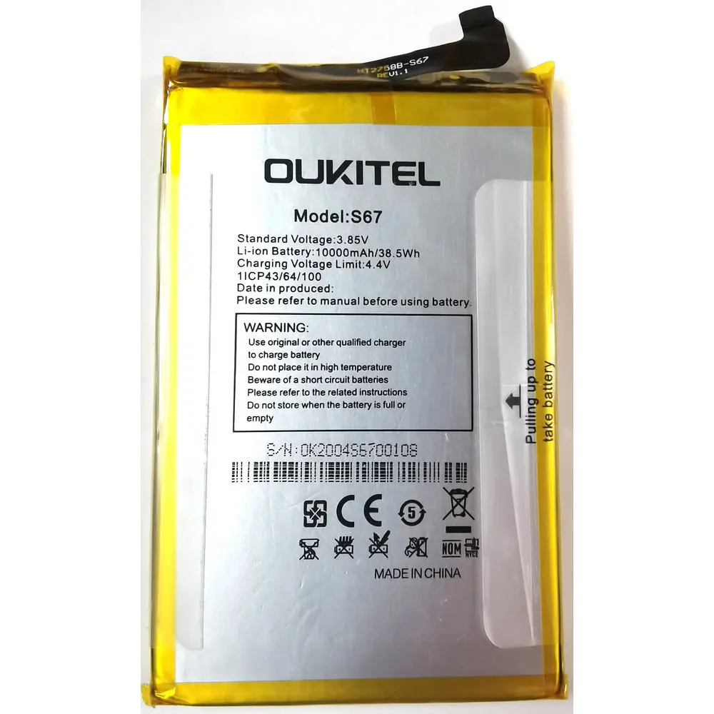 

Replacement Battery for Oukitel K12 Mobile Phone, Brand New, Original, 10000mAh, S67