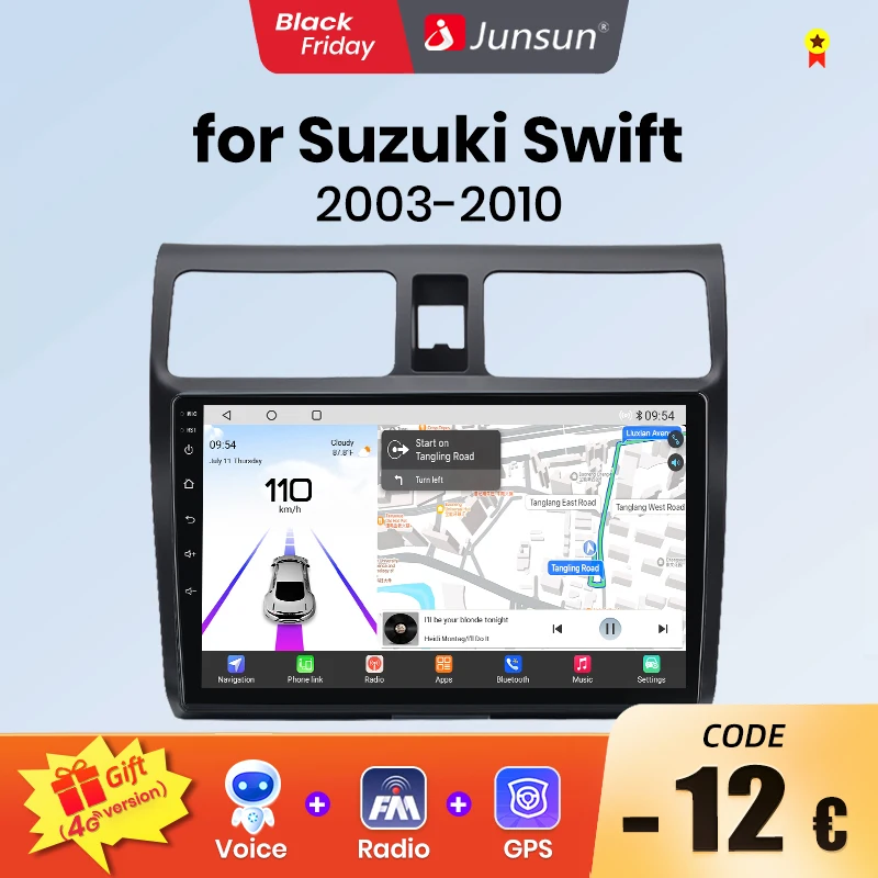 Junsun Qualcomm chip 8-Core Android 13 Car Radio For Suzuki Swift 2003 - 2010 CarPlay Autoradio Stereo Screen Multimedia 4G