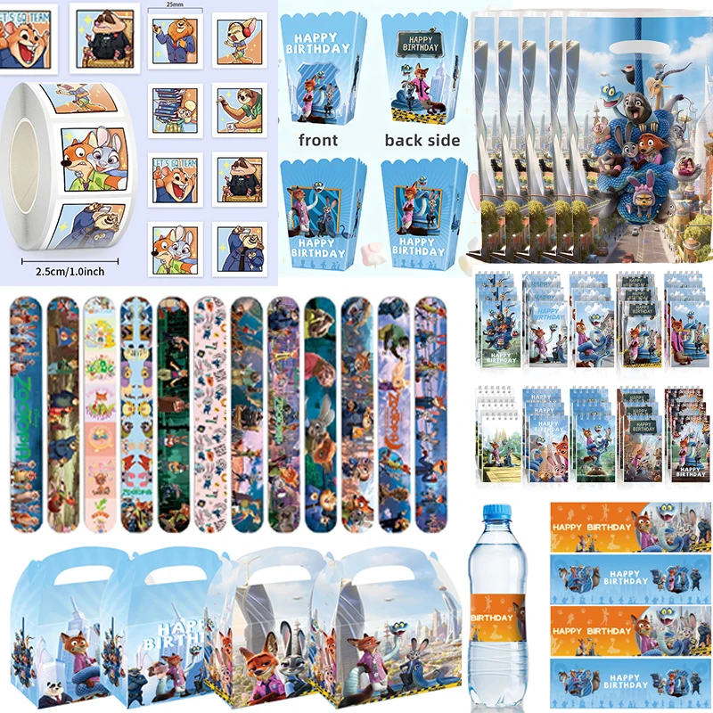 Zootopia fête d'anniversaire faveur enfants fête cadeau faveur timbre gifle Bracelets autocollants cadeaux sac porte-clés sacs en papier bébé douche
