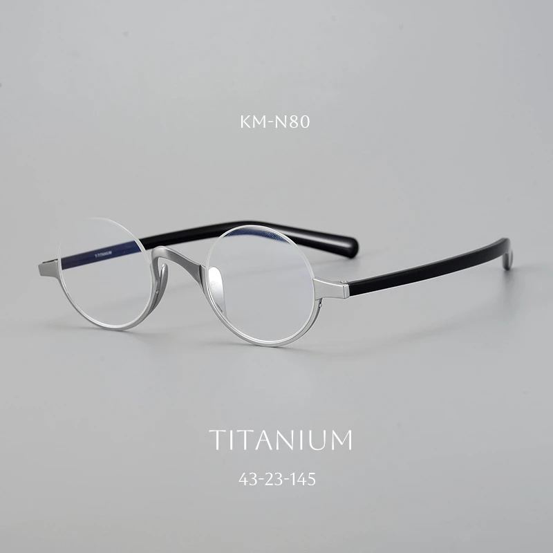 

Reading Glasses & Myopia Eyewear - Japanese Retro Half Rimless Oval Titanium Eyeglasses for Men/Women Trendy Blue Light Blocking
