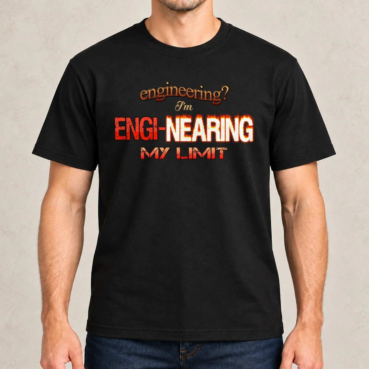 Engineering? I'm Engi-nearing My Limit Engineer Pun T-Shirt t shirts for man cotton man t shirt luxury T-Shirt