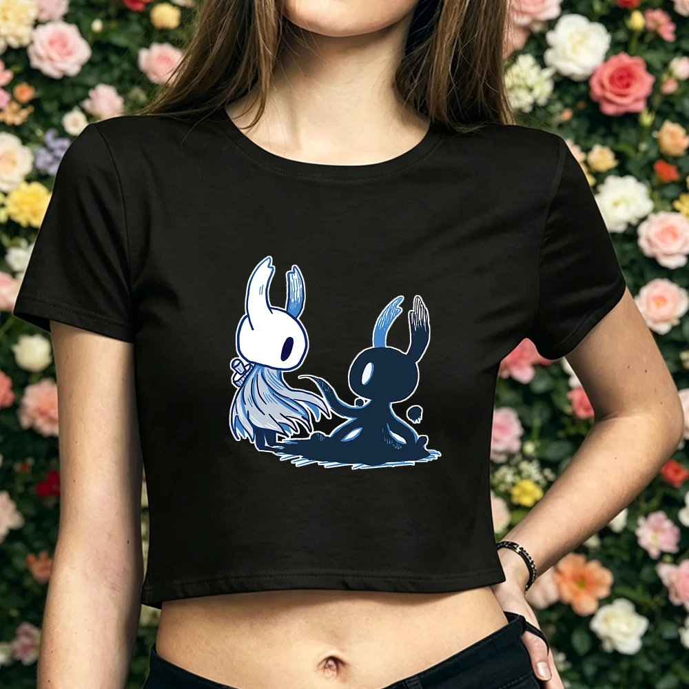 Hollow Knight crop top women alternative  funny cute graphic tshirt gothic harajuku japan