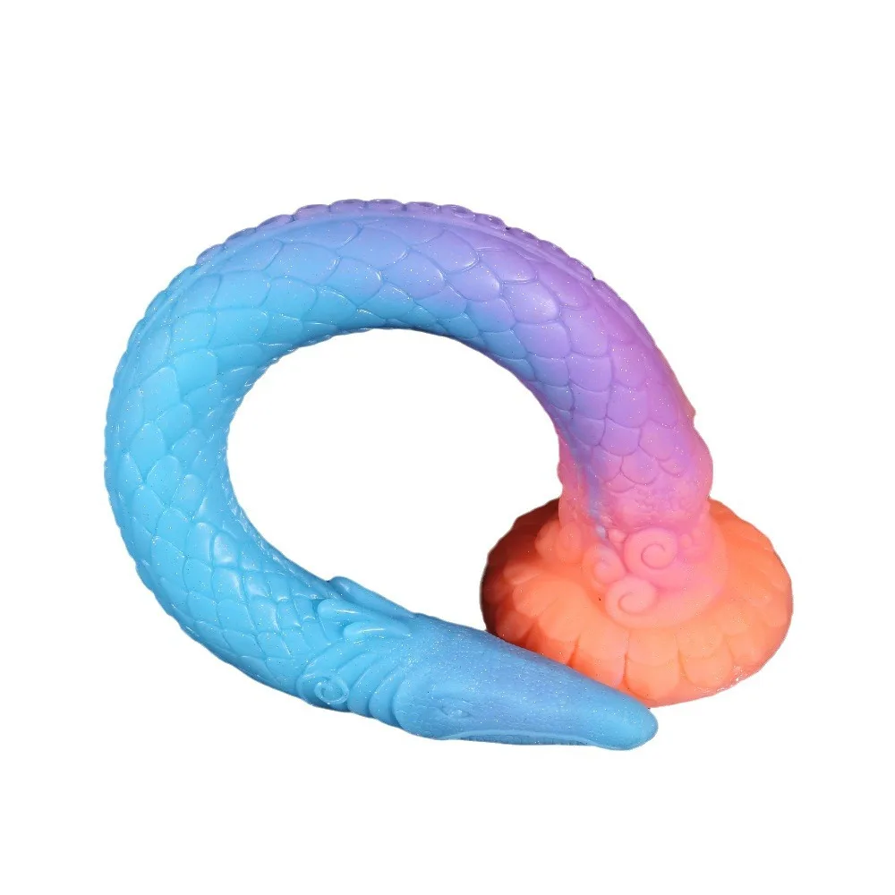 Luminous silicone anal whip, long, thick, colorful, backcourt anal plug, dragon whip anal strip, sex toy, SM punishment