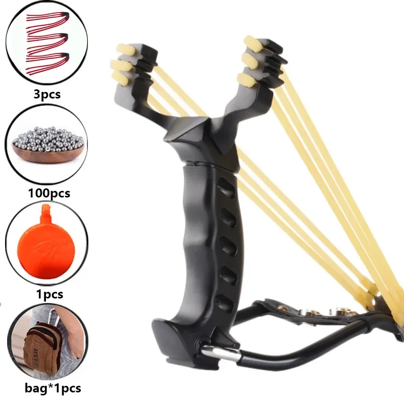 

Powerful Slingshot With Rubber Bands Folding Wrist Slingshot Outdoor Black Gold Hunting Slingshot Shooting Steel Balls Tools