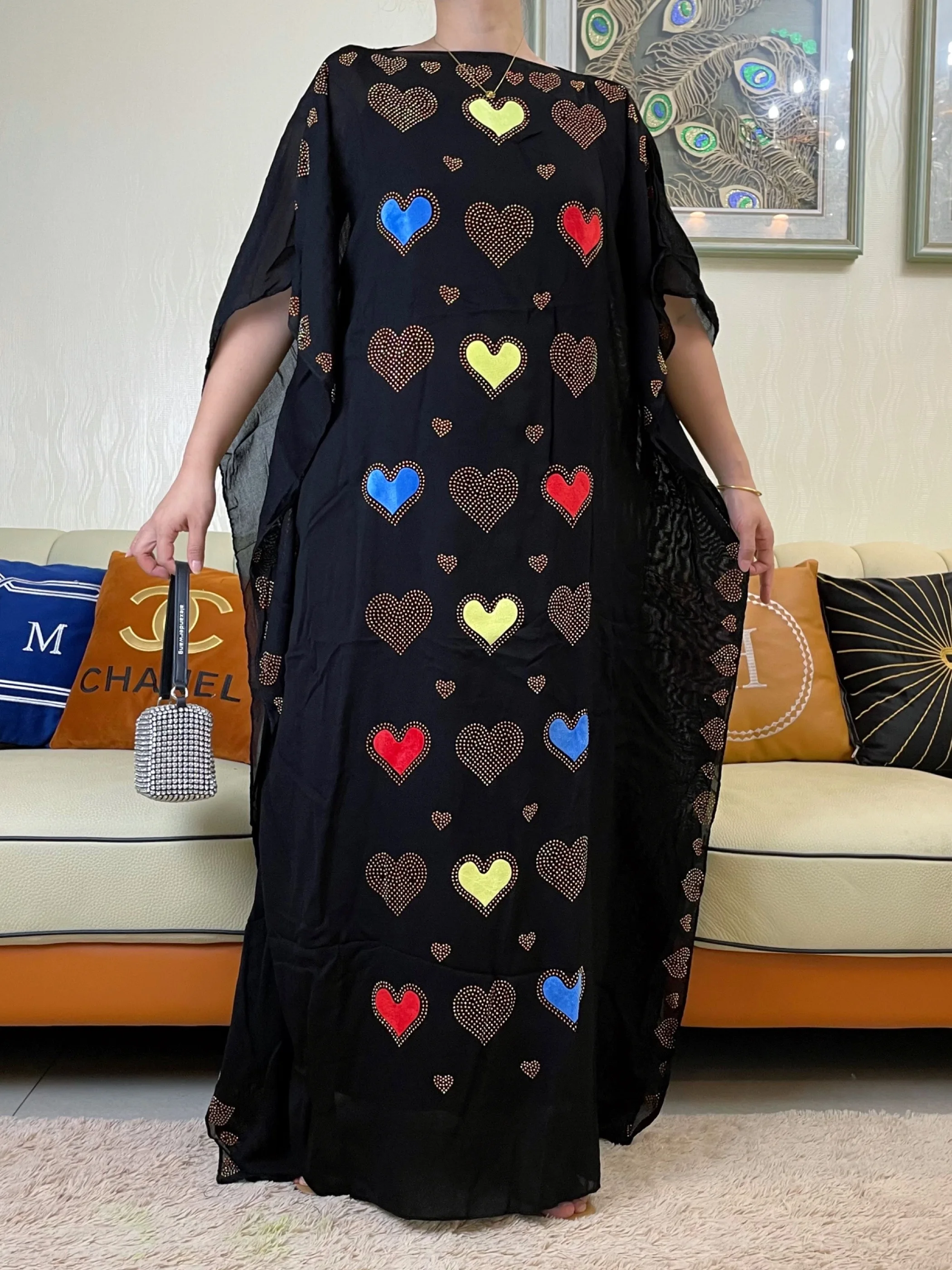 2023Dubai Abaya Muslim Velvet Dress For Women Bangladesh Colorful Beads Dresses Loose Kaftan Turkish Pakistan Islamic Clothing