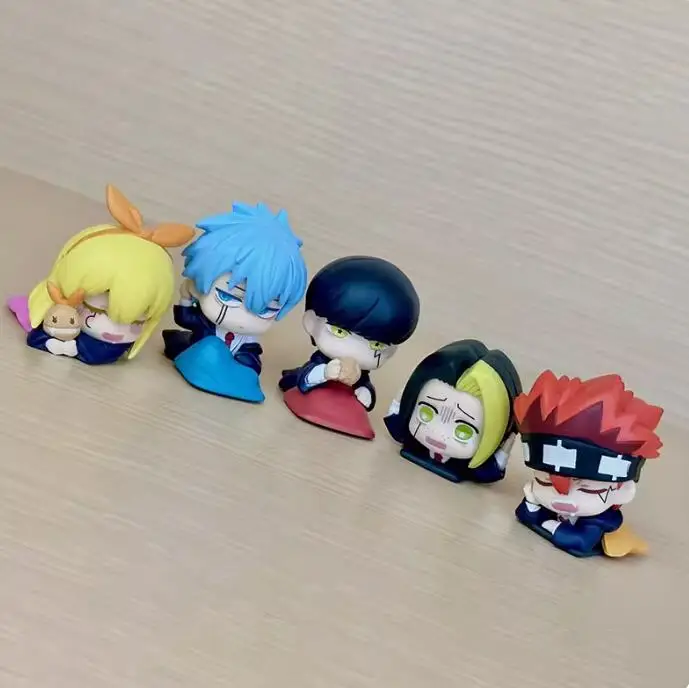 

No box 4.5cm 5pcs/LOT Japanese original anime figure Q vesion sleeping Mash Burnedead/Lance Crown/Lemon Irvine action figure