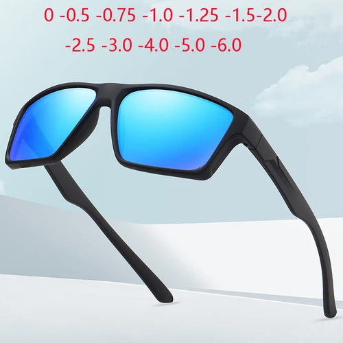 Gafas de sol polarizadas con dioptrías para hombre, lentes cuadradas de visión nocturna, antideslumbrantes, deportivas, 0-0,5-0,75 To-6,0