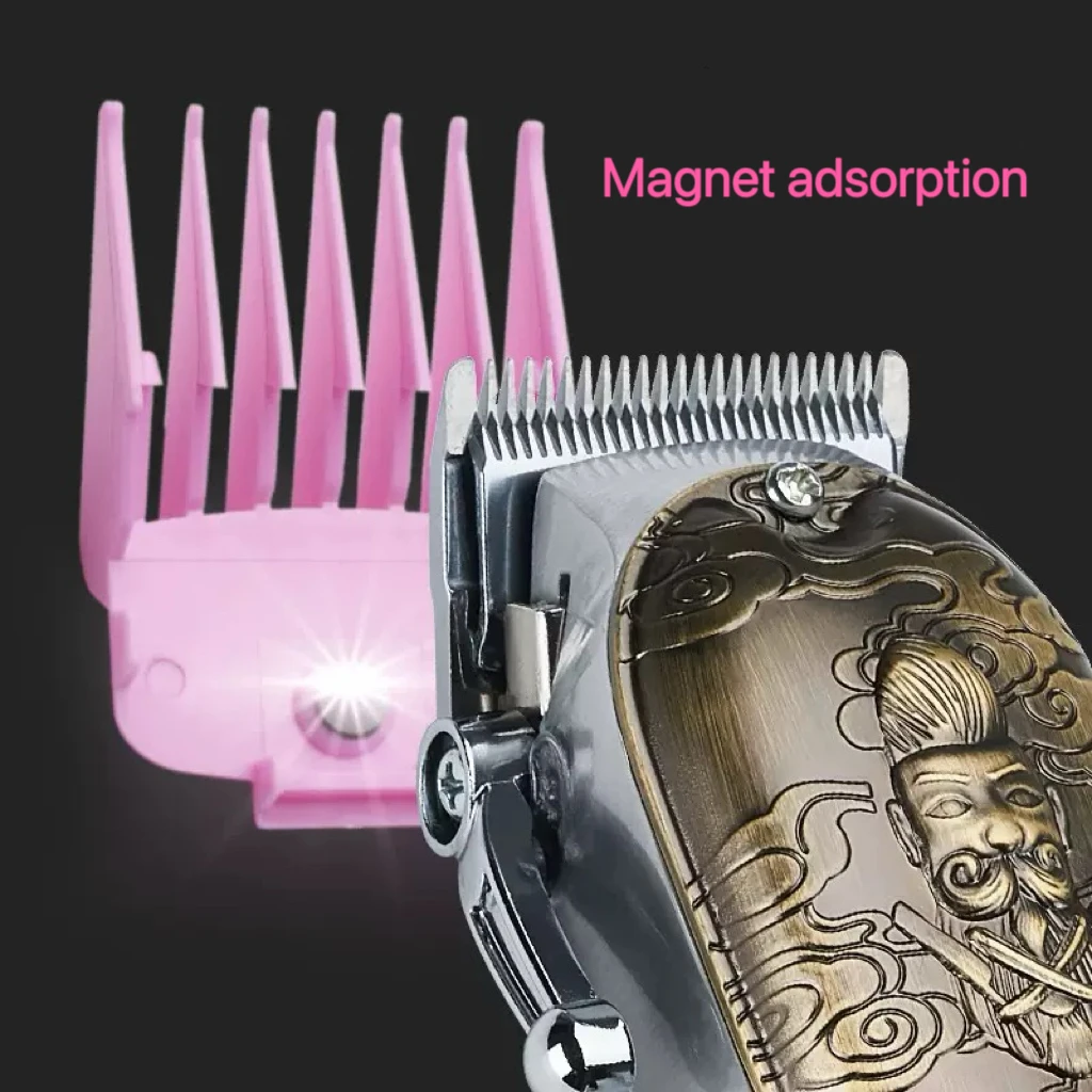 ماكينة قص الشعر الكهربائية المغناطيسية، مشط الحلاقة، أدوات الشعر، ماكينة قص الشعر، مشط تحديد المواقع، حارس مغناطيسي، أسود ولون