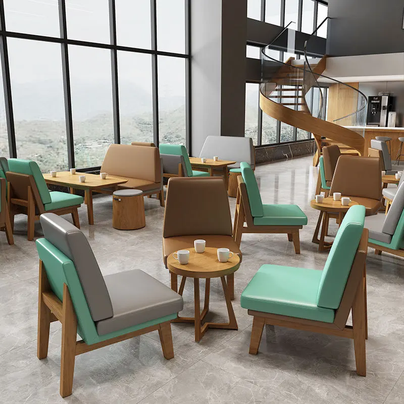 DSA  light luxury solid wood negotiation coffee shop card seat sofa coffee shop commercial table and chair combination set