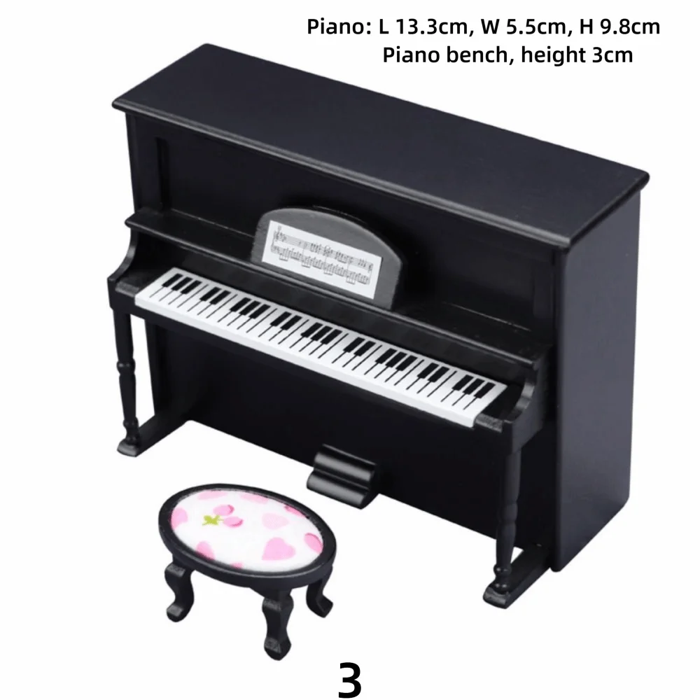 Craft 1/12 Piano Wood Scene Model Dollhouse Musical Instruments Playing House Multicolor Miniature Pianoforte