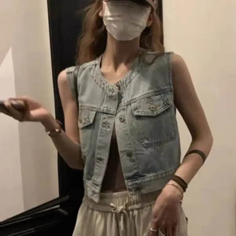 Women Retro All-match Pockets Minimalist Pure Causal Popular Cropped Korean Style Ladies Outwear Summer Basic New