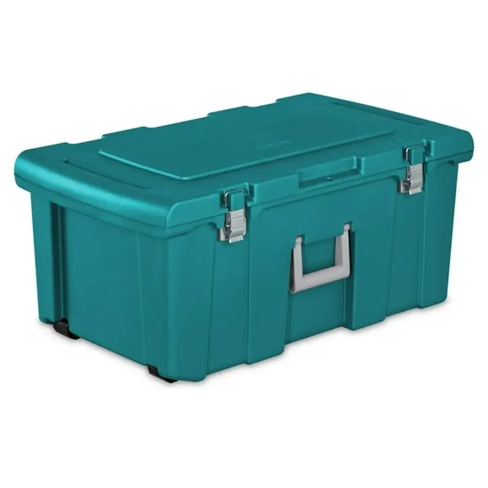 

Teal Sachet Footlocker Storage Solution with Wheels & Handles Durable Portable Ideal Camping & Moving 23 Gal Capacity Metal