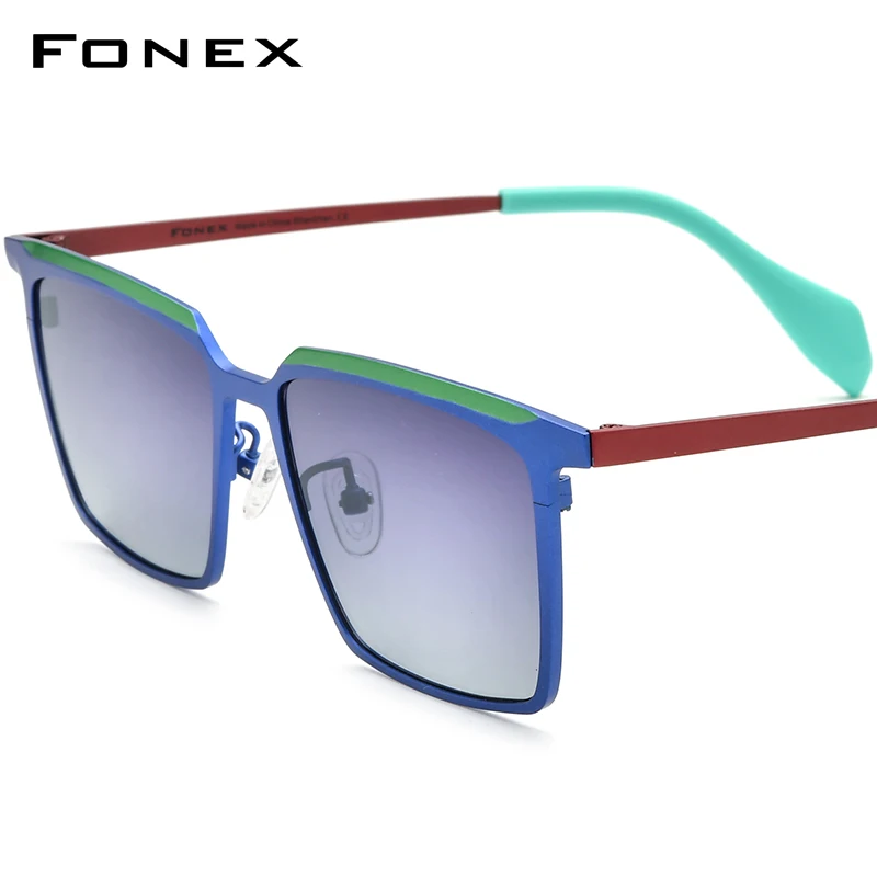 

FONEX Pure Titanium Sunglasses Men Fashion Retro Square High Quality Polarized UV400 Sun Glasses 2024 New Women Shades F85790T