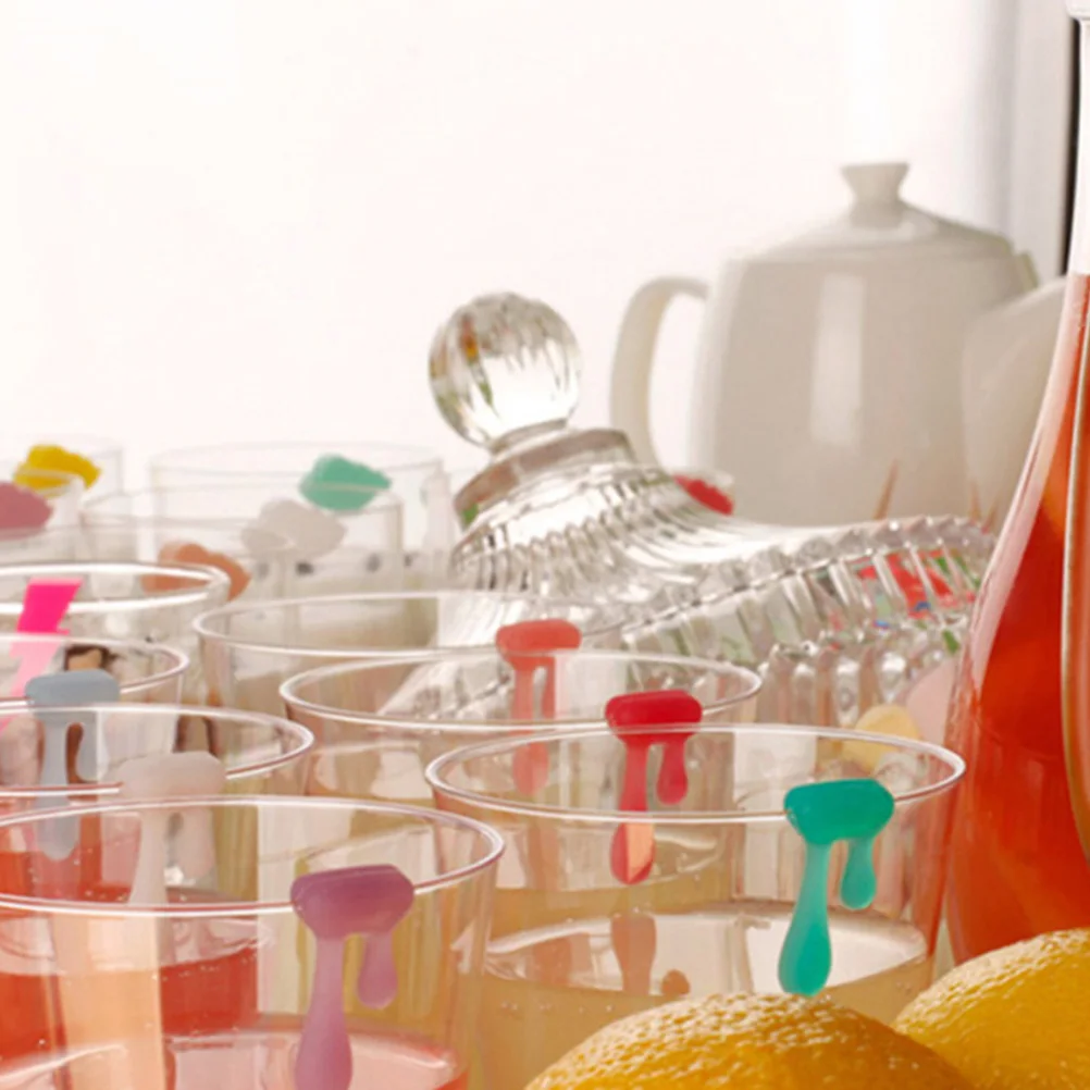 

18 Pcs Glass Identifier Marker Party Red Charms Markers Identify Label Tags Silicone Cup Water