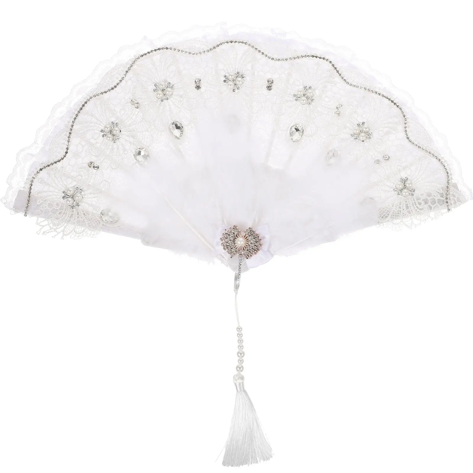 

Traditional Chinese Lace and Folding Fan for Stage Dance Performance Cheongsam Costume Handheld Elegant Artistic Decor