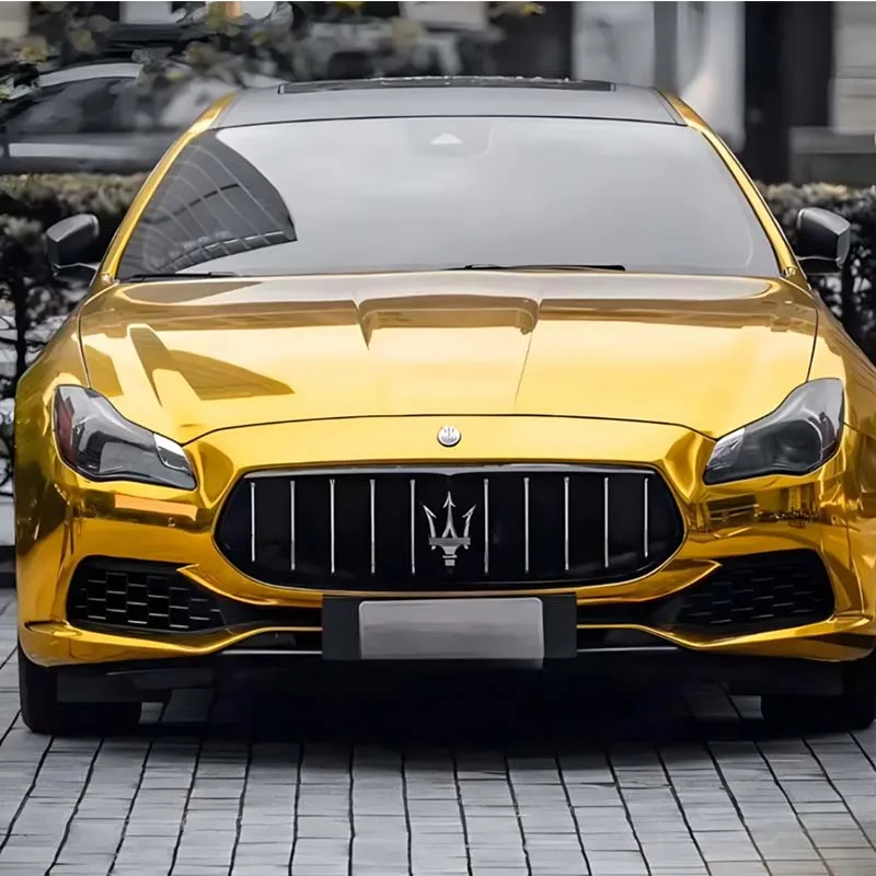 

Wrap Car Vinyl Anti Scratch Plated Metallic Gold 5ft*59ft Dry Stick Car Stickers Air Release Car Wraps