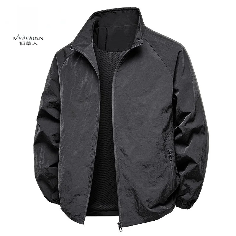 

Casual Men's Jaet 2025 Spring Autumn Sle Simple Match Loose Stand Collar Middle Aged Dad Tee Proof Outerwear