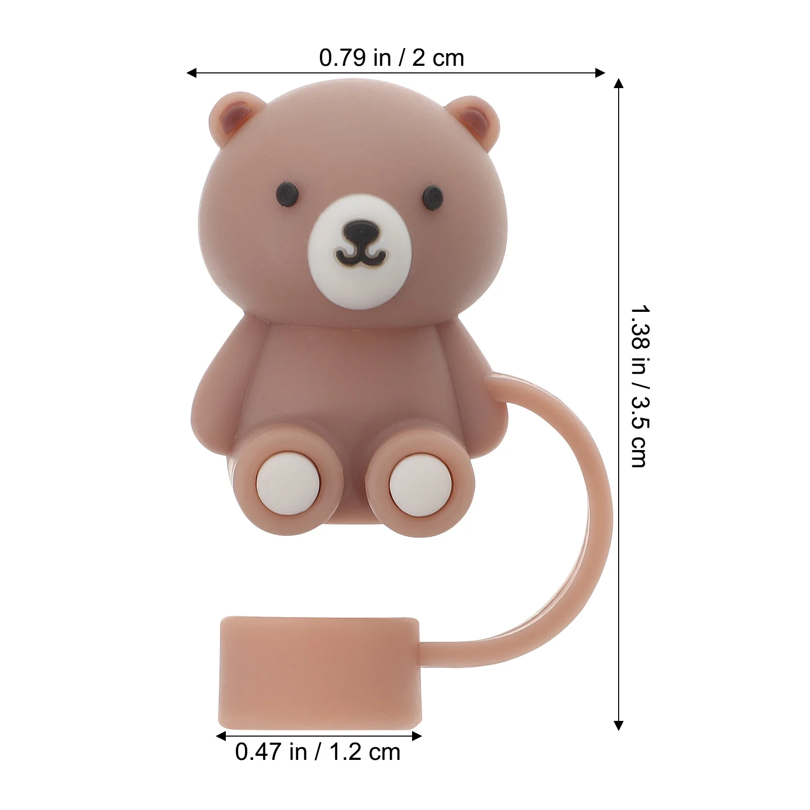 

3Pcs Silicone Straw Covers Cartoon Bear Shape Reusable Drinking Straw Tips Protector Cute Design for Outdoor Activities