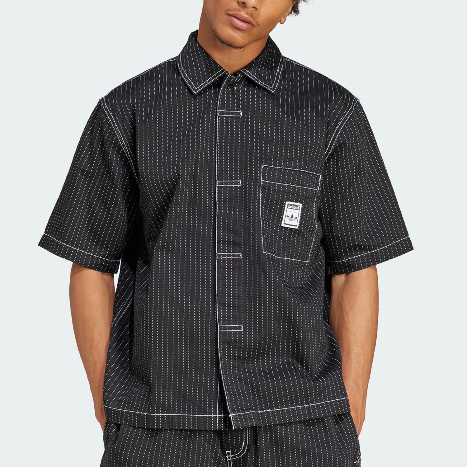 

Adidas Official Genuine Men's Casual Loose Collar Short Sleeve JP4481