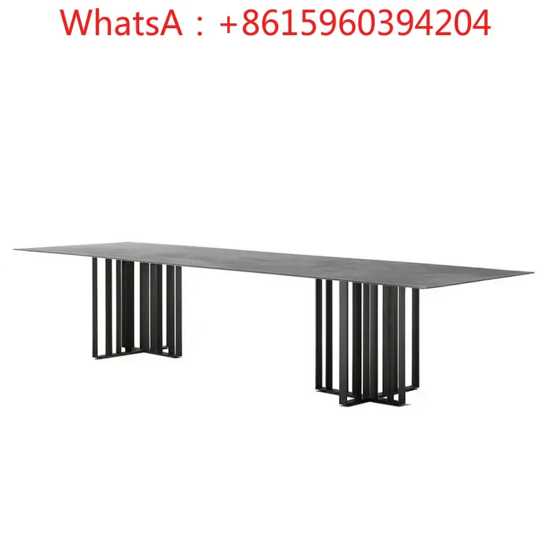 Large family villa family table custom Italian light luxury large rock table office rectangular conference table design sense