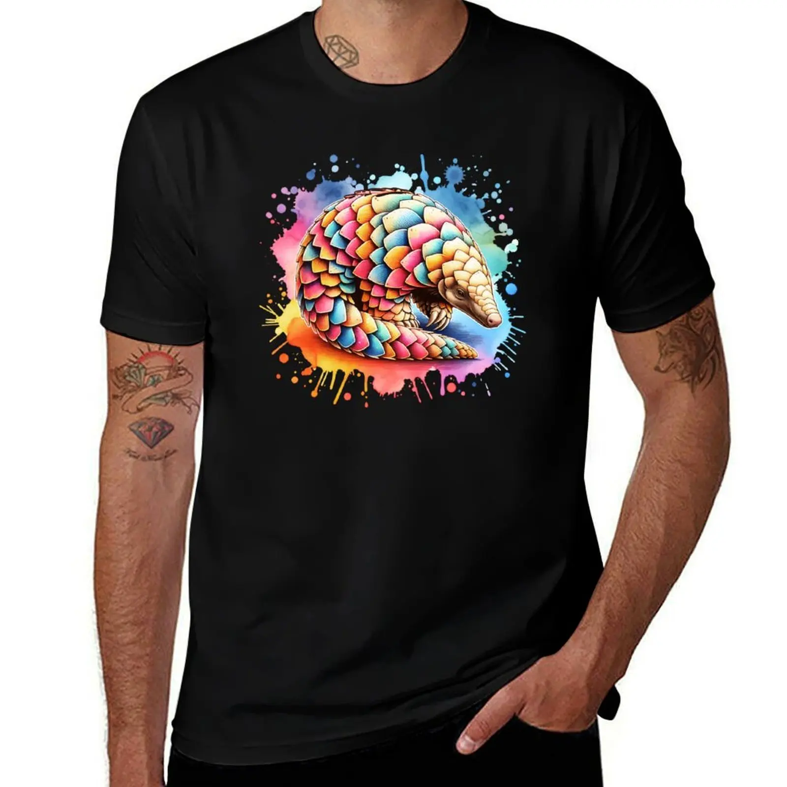 

Colorful Watercolor Pangolin T-Shirt shirts graphic tees graphics anime shirt essential t shirt mens clothes