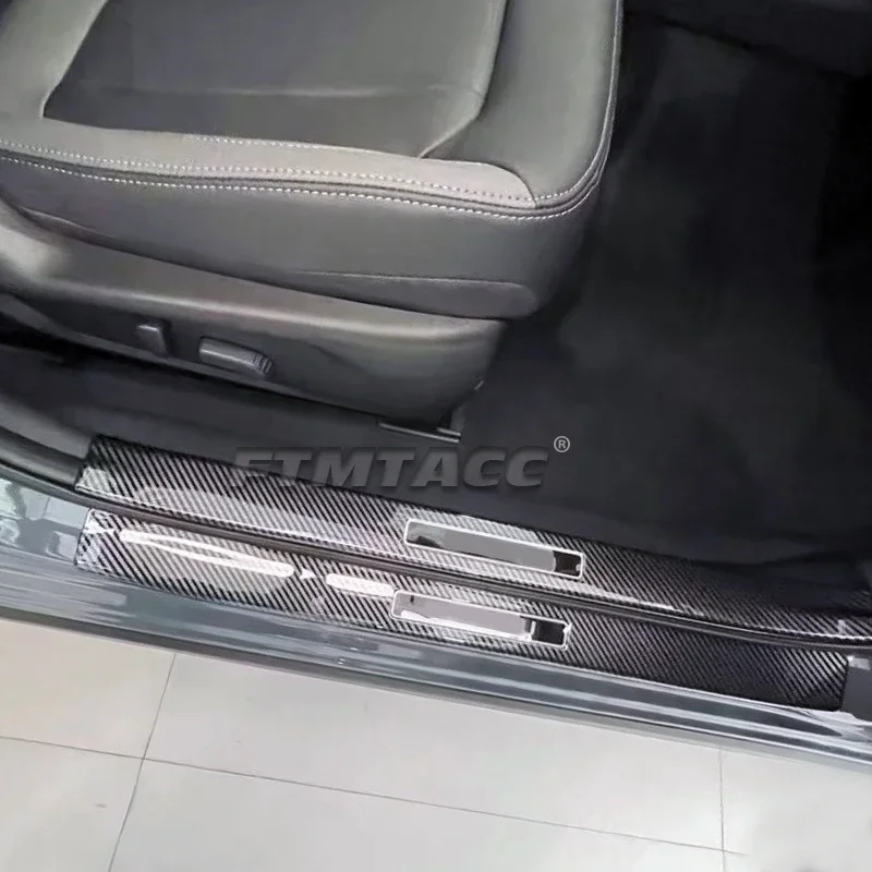 8 قطعة/مجموعة ABS ألياف الكربون عتبة باب السيارة لوحة بالية الحرس حامي غطاء الكسوة لسوبارو Crosstrek 2024 2025 #5