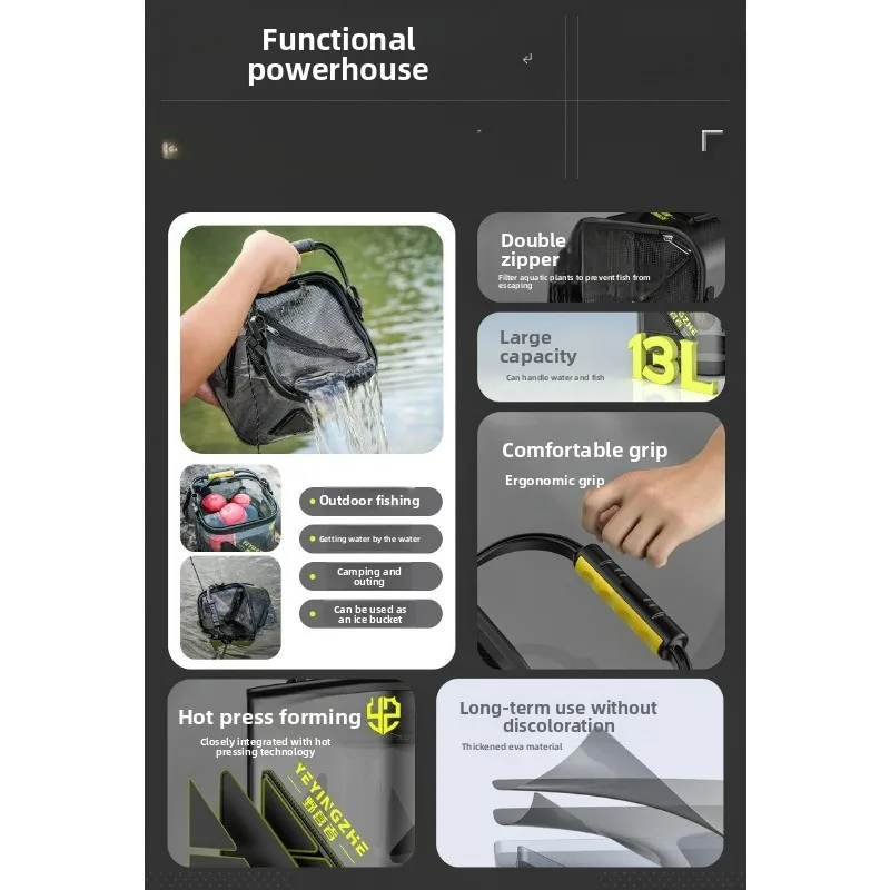 Luya balde de peixe vivo multi funcional portátil dobrável transparente portátil durável balde de pesca de água suprimentos de artes de pesca