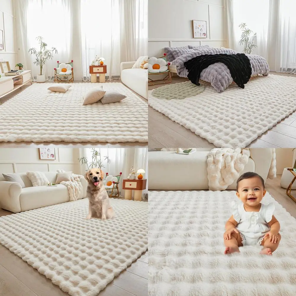

Faux Fur Fluffy Shaggy Area Rug, 8x10 Feet, Rectangular Soft Plush Carpet for Bedroom, Living Room, and Sofa, Ideal for Kids and