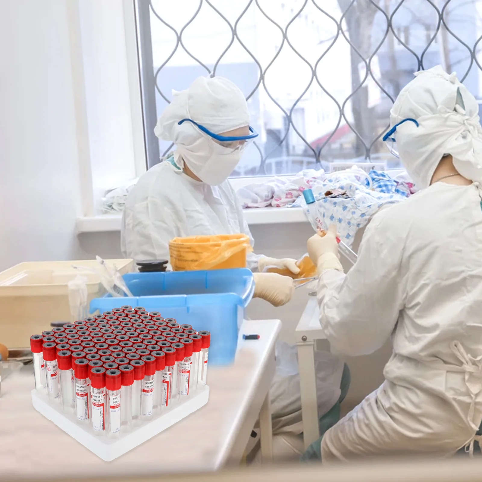 Imagem -06 - Recipiente de Armazenamento de Líquidos de Laboratório 100 Peças Tubos de Sangue de Cedrato de Sódio Teste de Coleção de 10ml com Tampas Pressão Negativa Vermelha