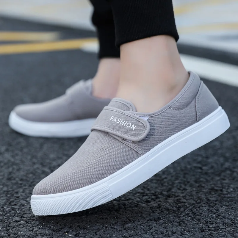 Breathable Shoes for Men Canvas Casual Sneakers 2024 New Flat Shoes Grey Light Walking Loafer Comfort Slip on Flat Male Footwear