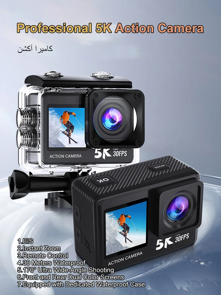 

Professional 5K Action Camera 30M Waterproof WiFi Touch Screen 170 Degree Wide Angle EIS Anti Shake Sports DV Video Recorder
