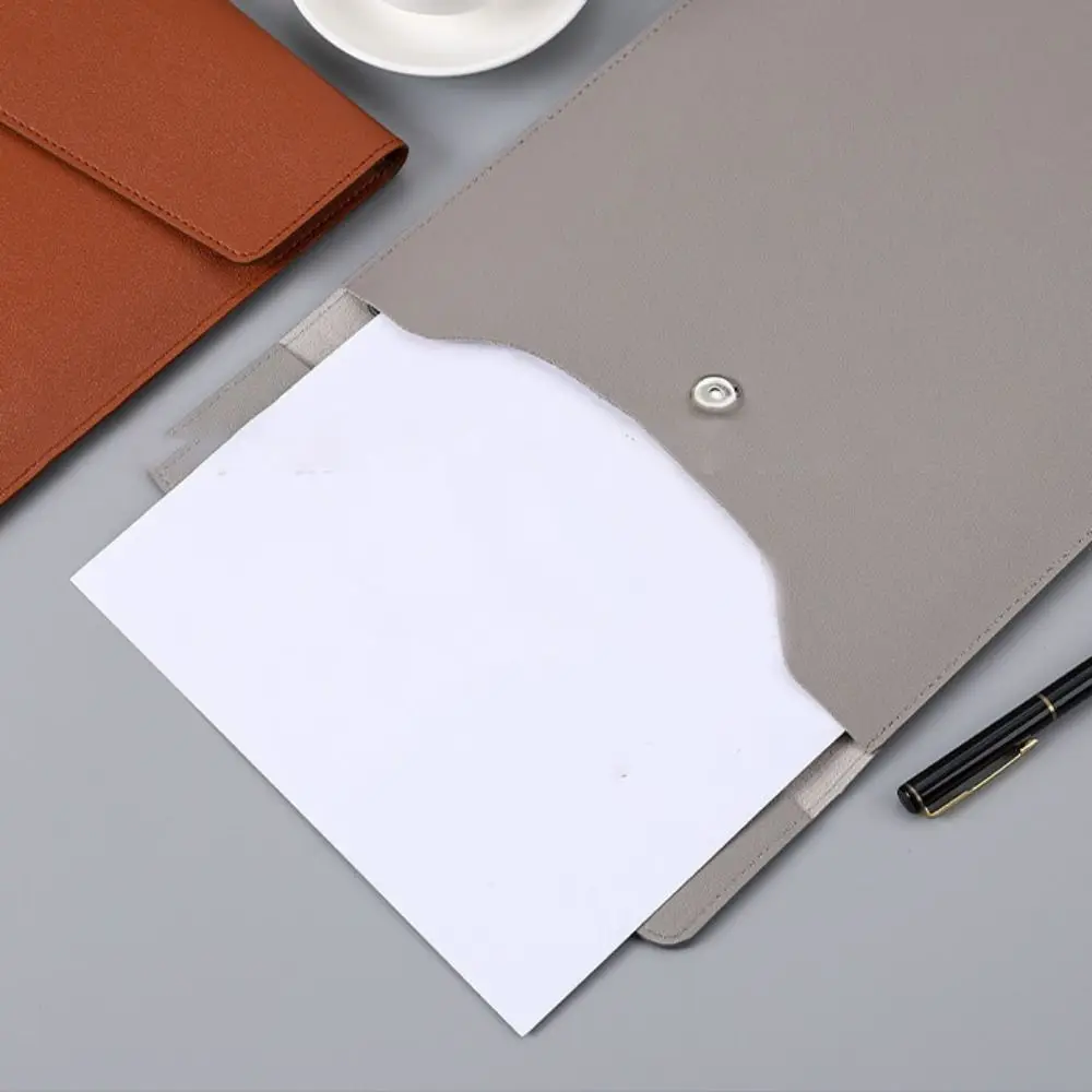 Folder Bag Leather A4 Storage File Bag Waterproof Large Capacity Business Document Bag Simple Portable Data File Bag School