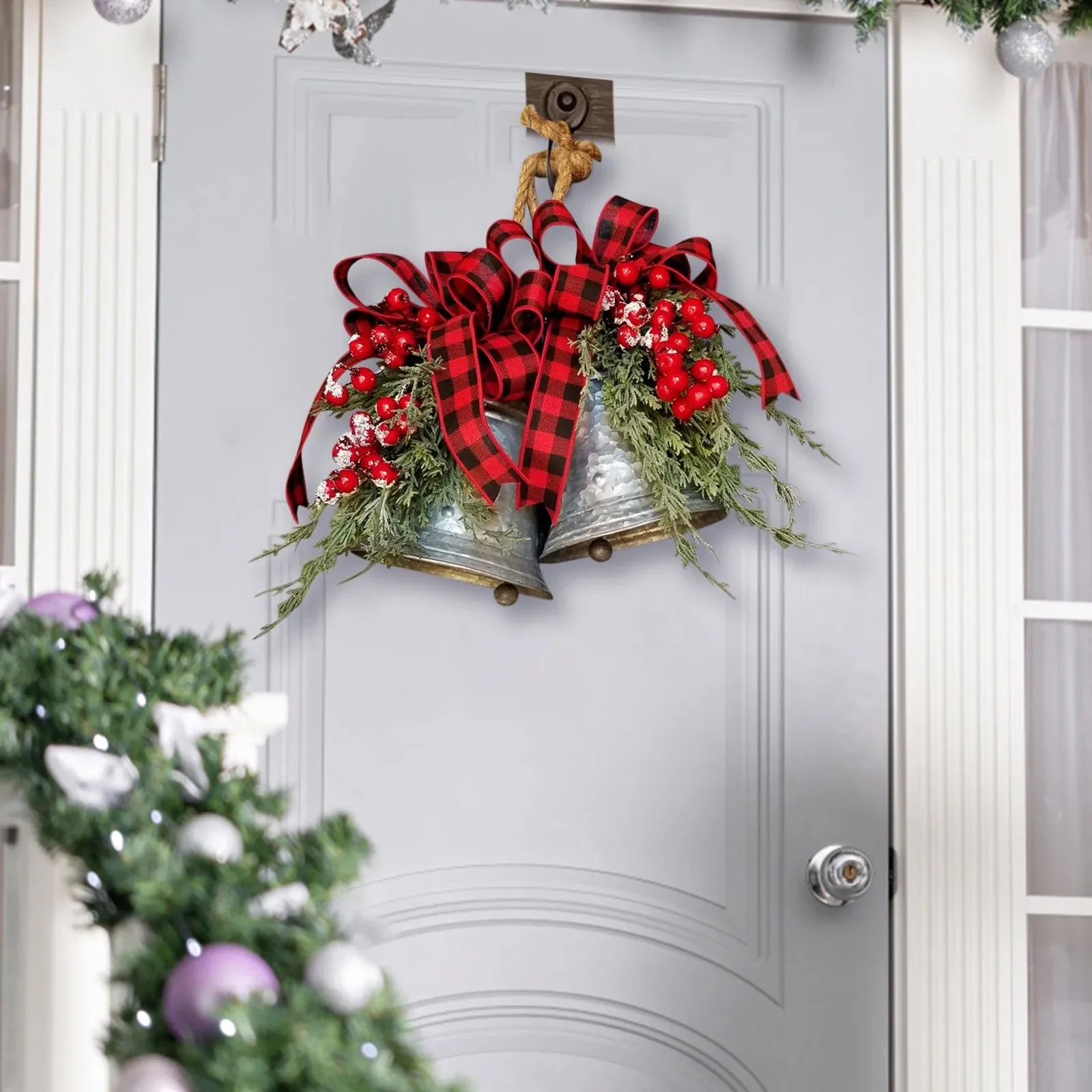 2024 2-Pack Christmas Doorbell Decorations With Red Fruit Ties, Wind Chimes, Doorbell Christmas Decoration Sale 2025