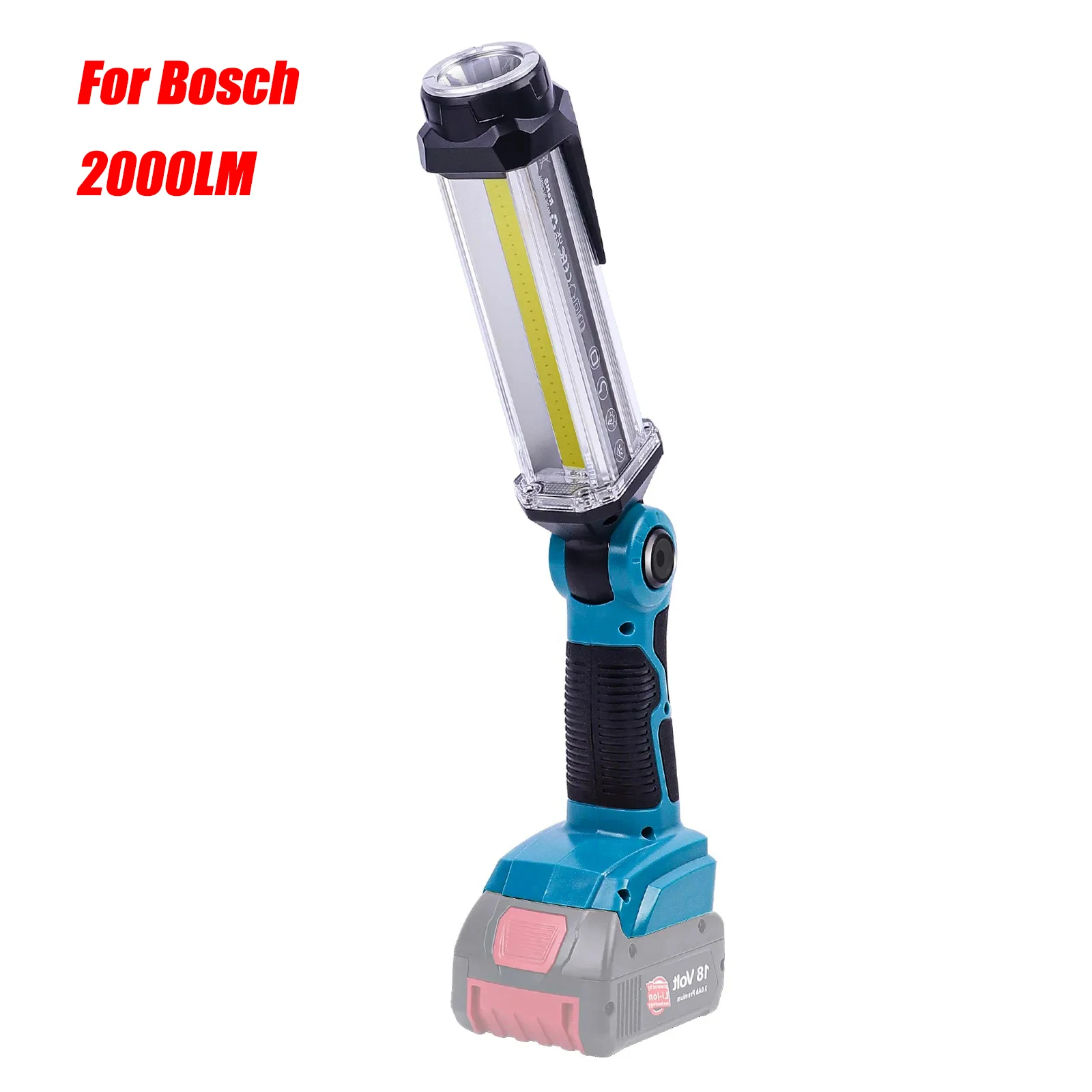 2000LM LED Work Light Portable Outdoor Flashlight Camping Lanterns Vertical Downlight for Bosch 14.4V-18V Li-ion Battery