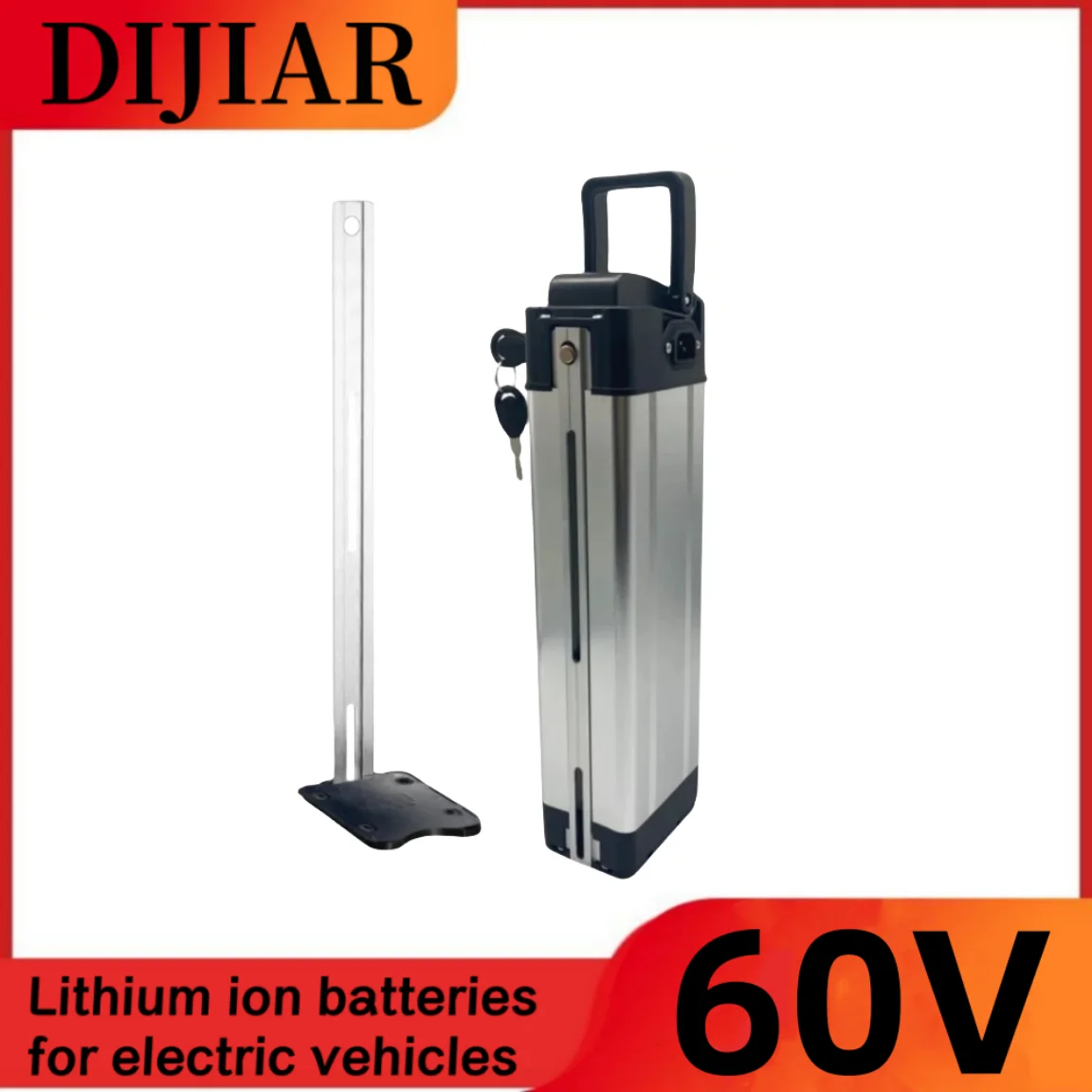 60V15Ah, 20Ah, 25Ah, 30Ah, 100% full capacity lithium-ion battery, aluminum casing, anti-theft lock, complimentary charger