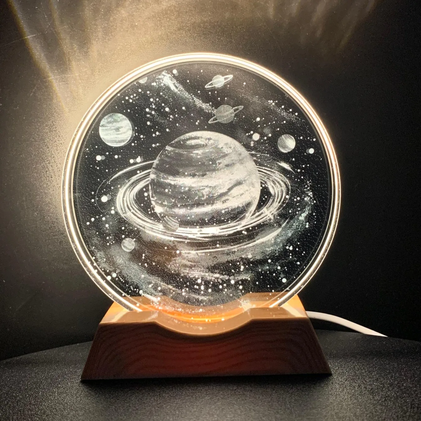 드림 유니버스 크리스탈 LED 야간 조명 스트립 베이스, 유리 장식 램프, 침실, 거실, 생일 및 달맞이 선물에 적합