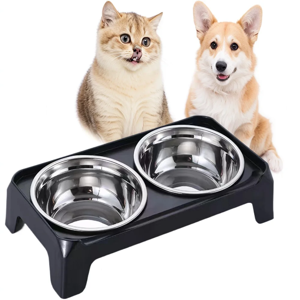 Elevated Tilted Cat Bowls for Indoor Cats，Raised Ceramic Cat Bowl Elevated 15°,Pet Feeding Bowls for Food and Water Anti Vomit