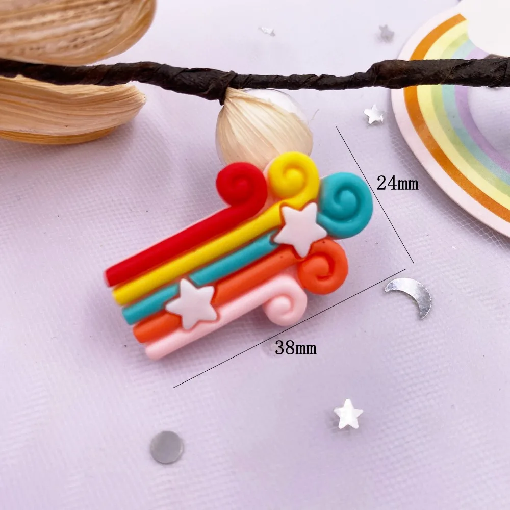 10PCS Resin Kawaii Colorful Stars Rainbows Hot Air Balloon Flatback Stone Scrapbook DIY Home Figurine Decor Crafts OM32
