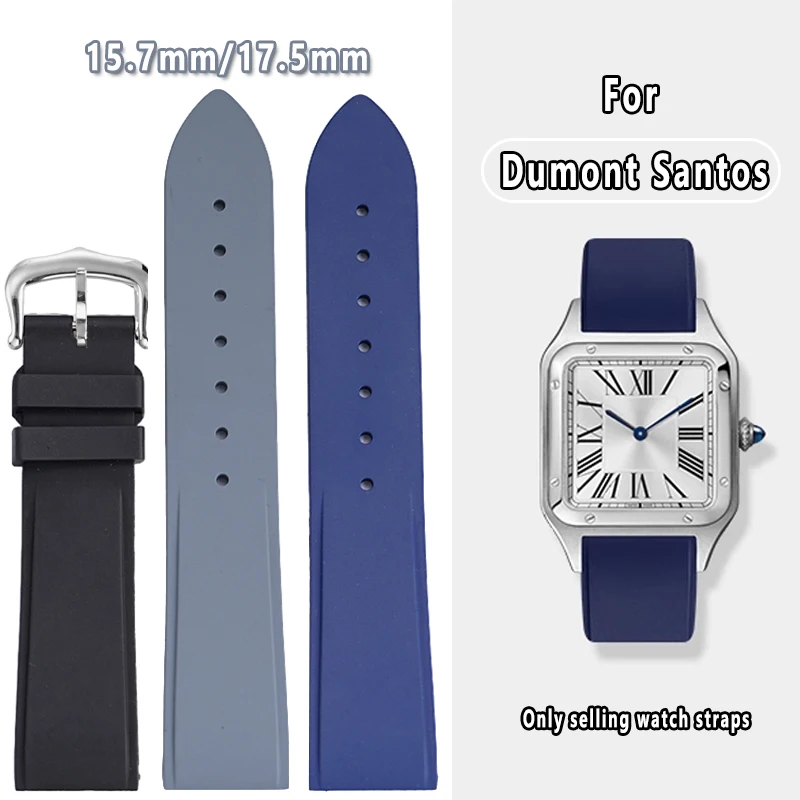 

Quick Release Fluorine Rubber Watch Band For Cartier Santos Dumont Viton Men Women's Fkm Watch Strap 15.5mm 17.5mm Accessories
