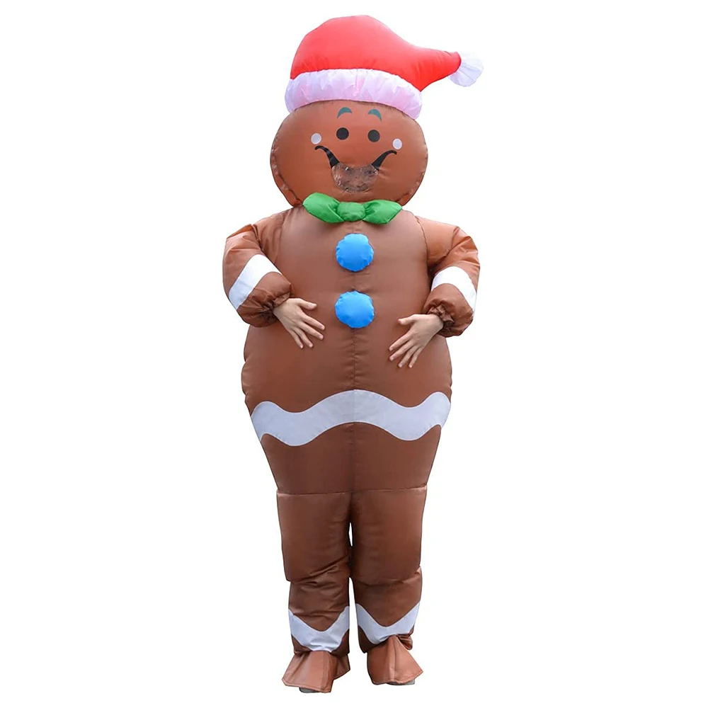 JYZCOS Gingerbread Man Cosplay Inflatable Costume Movie Cartoon Biscuit Role Play Carnival Christmas Halloween Cosplay Dress