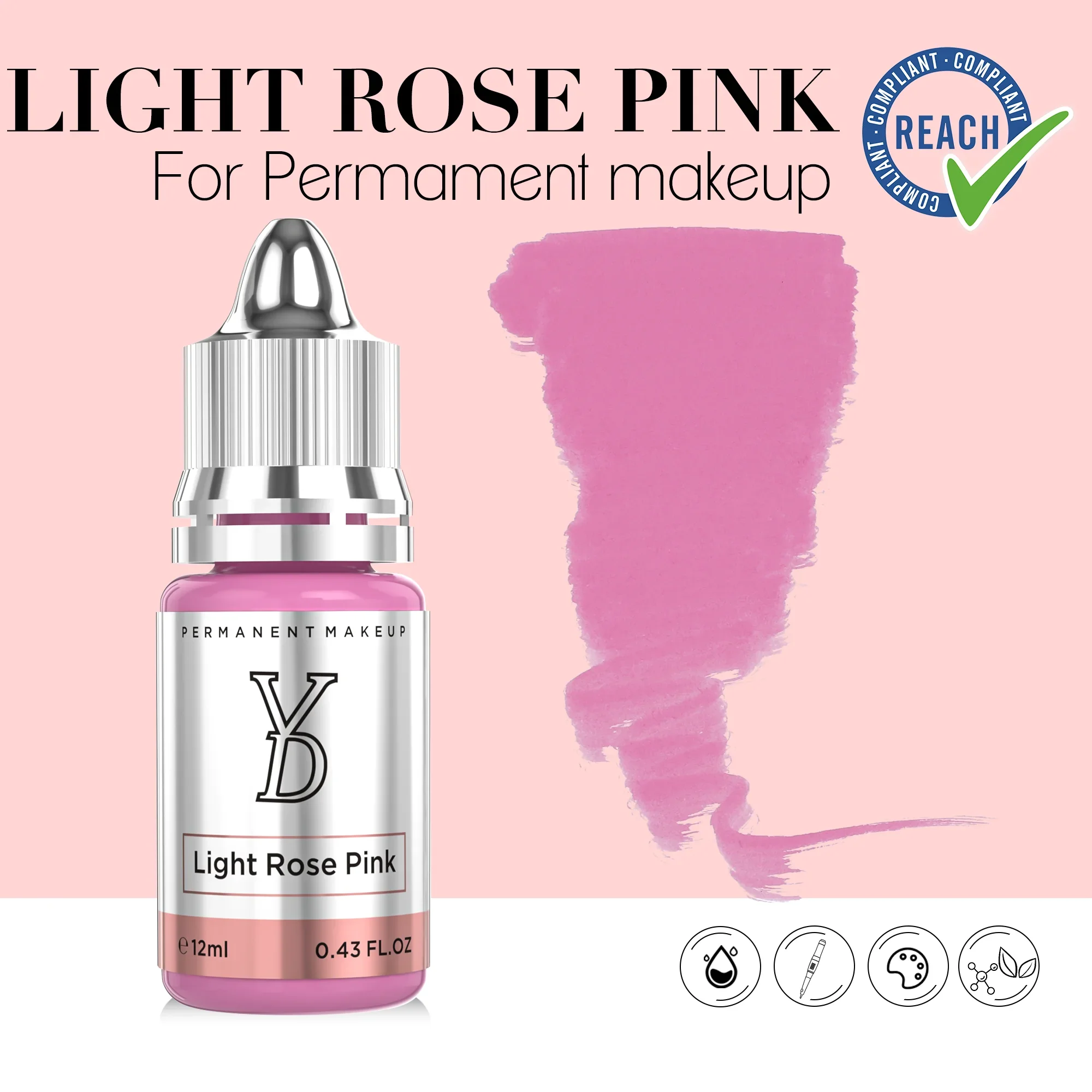 YD 12ML Light Rose Pink Lips Tattoo Inks Semi-Permanent Paints Supplies Makeup Professional Safe Body Art Tattoo Inks Pigments