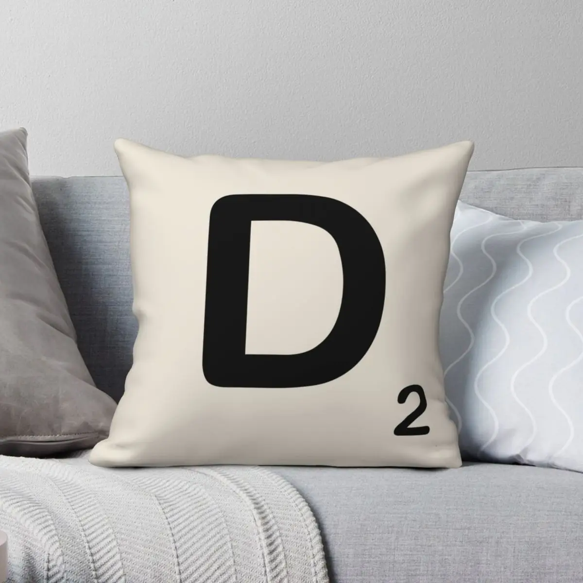 Scrabble Tile D Square Pillowcase Polyester Linen Velvet Pattern Zip Decor Throw Pillow Case Home Cushion Cover