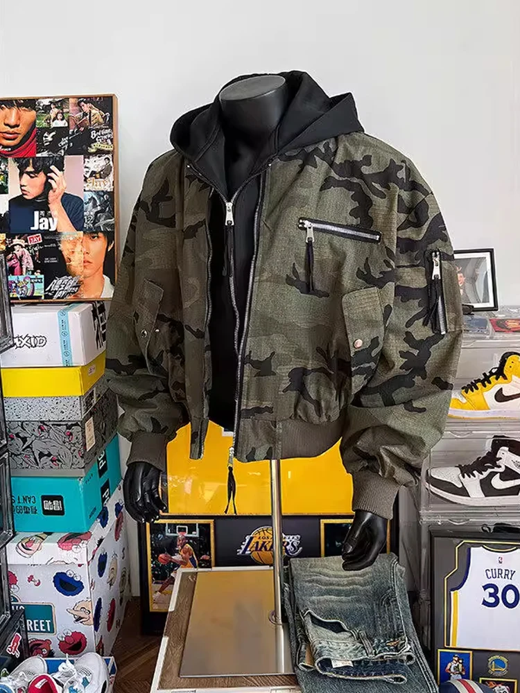 

Американский камуфляжный бомбер в стиле ретро Jaet, мужской весенне-осенний ор Pilot Sle, бейсбольный orm, свободный крой, ветрозащитный полиэстер