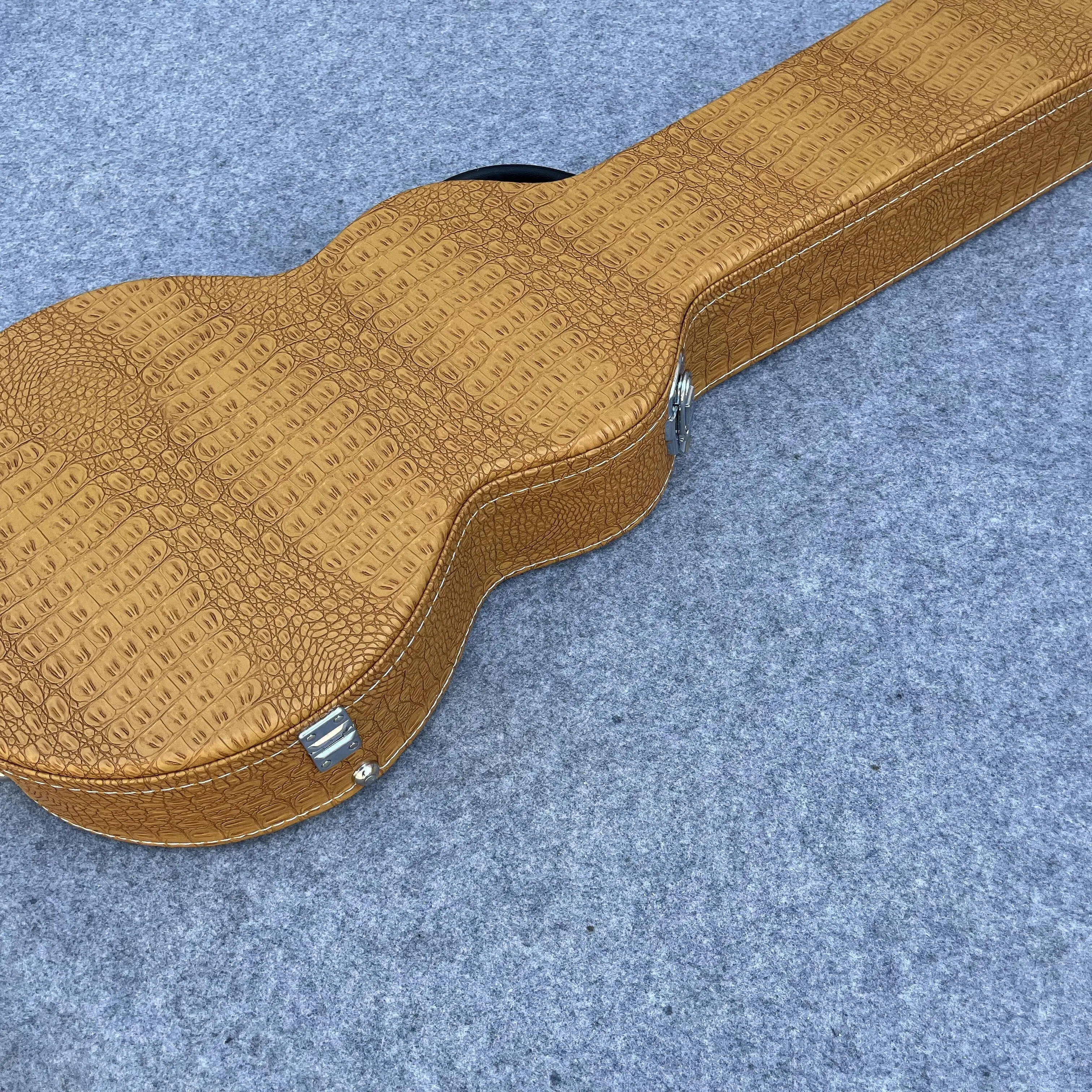 حافظة جيتار كهربائي بنمط التمساح البني مع ألوان متعددة متاحة لاختيار حافظة جلدية للجيتار