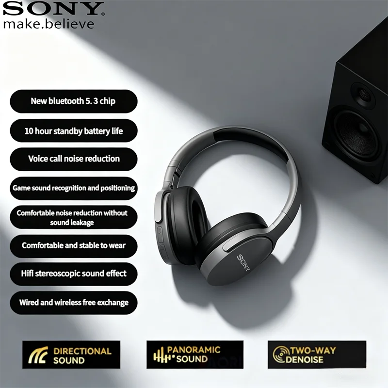 SONY Over-ear Foldable Bluetooth Wireless Headphones ENC Noise Reduction HiFi Clear Stereo Gaming Headset for Computer Work&Game