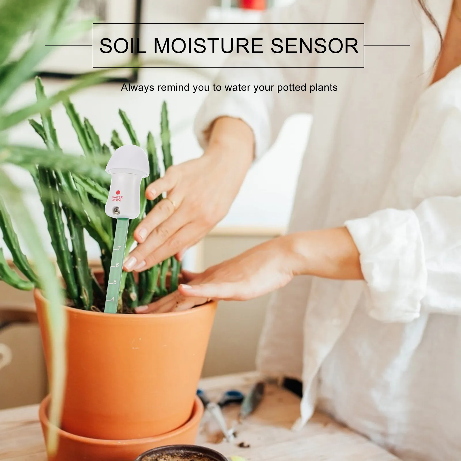 LED Soil Moisture Meter for Indoor Plants Portable ABS PP Pcb Construction Dual Mode Manual Auto Testing Green Yellow