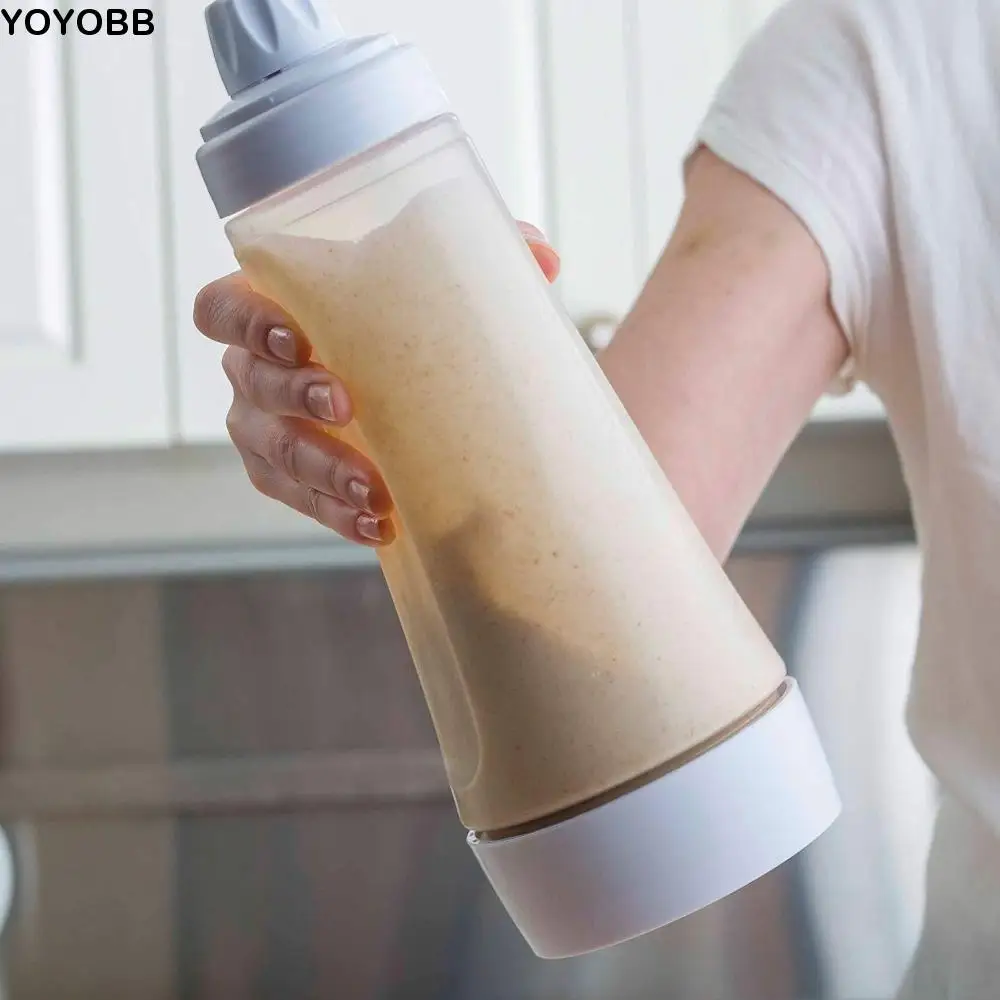 Portable Batter Mixing Bottle DIY with Blender Ball Cream Distributor High-capacity Plastic Pancake Batter Bottle Crepes
