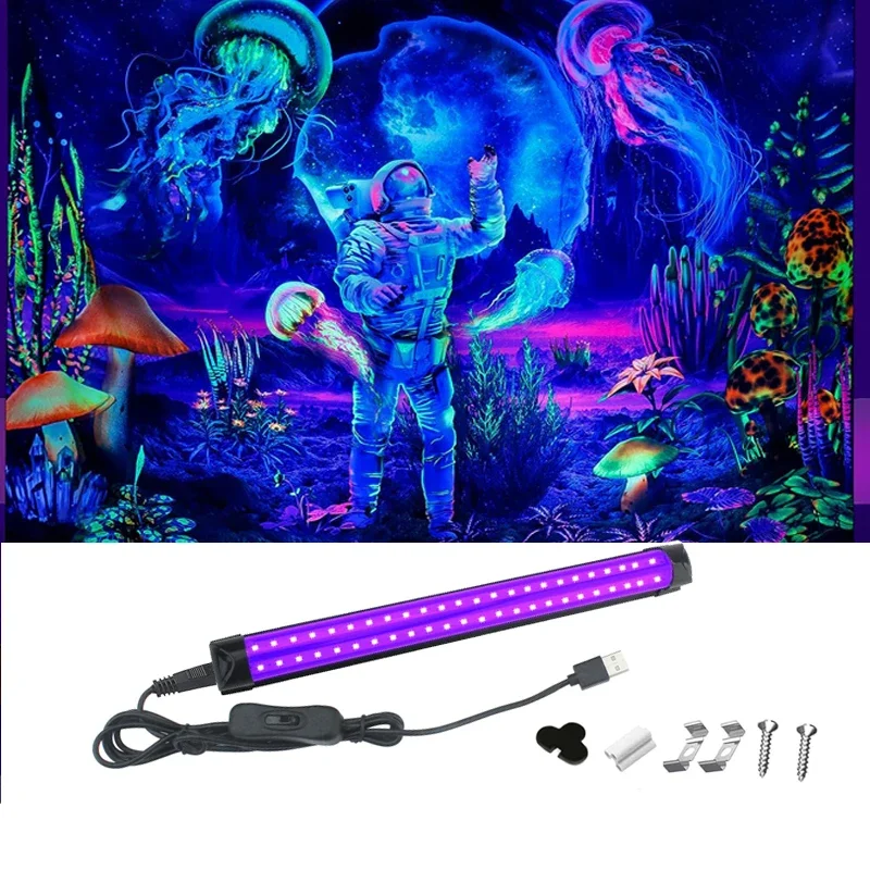 USB-schakelaar 10W zwartlichtlamp, UV-zwartlichtbuis, 395nm LED-lamp, Blacklight Bar voor Halloween, Club, Feest, Disco